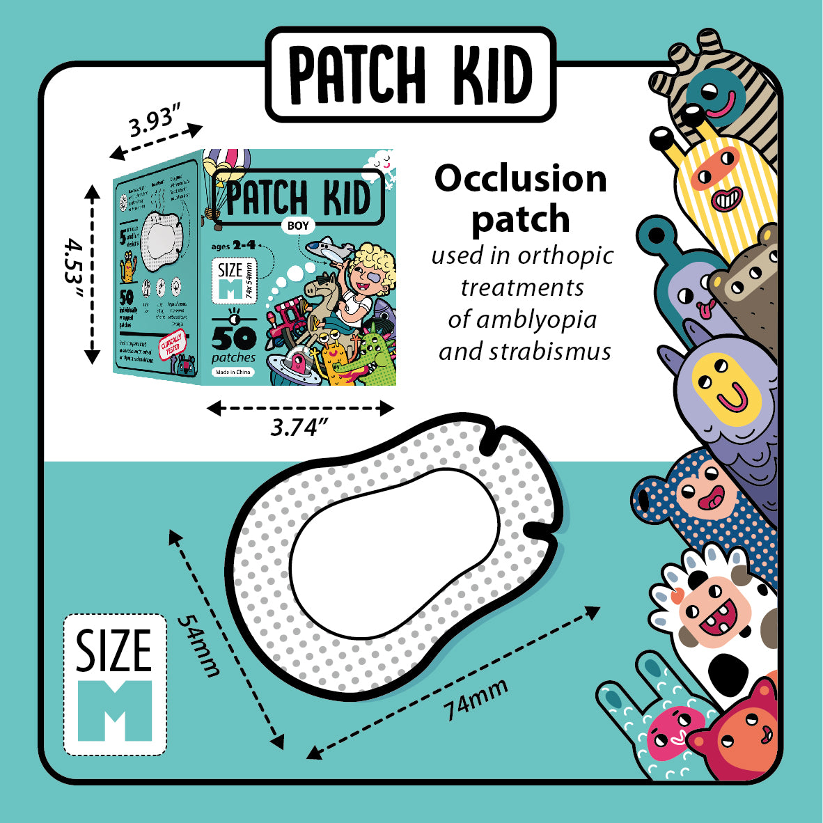 Patch Kid Medium Blue Box